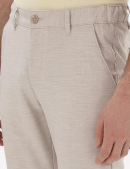 Bej Slim Fit Kanvas Pantolon