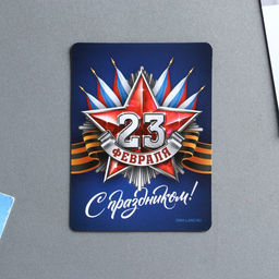 Цена за 4 шт. Магнит полимерный С праздником 23 февраля, 6?8 см