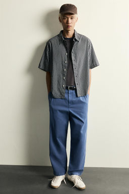 CAMISA RELAXED FIT JACQUARD CUADROS / Azul - Zara фото 5