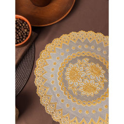 Набор салфеток кухонных Букет, 4 шт, d=30 см, цвет золотой - Доляна фото 3