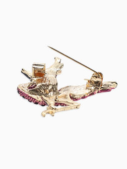 Брошь «Птица» аист, стразы, цвет фиолетовый в золоте