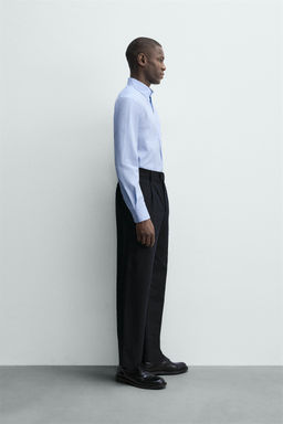 CAMISA REGULAR FIT RAYAS / Blanco / Celeste - Zara фото 4