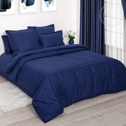 Постельное белье Индиго (полоса) (страйп-сатин) 1,5 сп./Пододеяльник: 1 шт. - 215*145; Простыня: 1 шт. - 215*150; Наволочка: 2 шт. - 70*70; Страйп - сатин