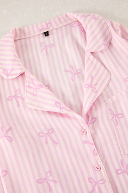 Trendyolmilla Ac?k Pembe Kurdele/Fiyonklu Viskon Dokuma Pijama Tak?m? THMAW21PT0936 фото 25