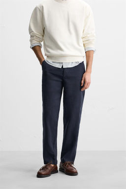 COTTON/LINEN RELAXED FIT TROUSERS - Zara фото 20