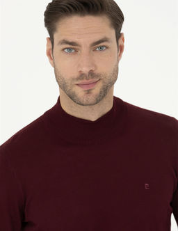K_rm_z_ Slim Fit Yar_m Bal_k__ Yaka Y_n Kar___ml_ Basic Triko Kazak