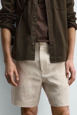 BERMUDA REGULAR FIT 100% LINO / Beige claro