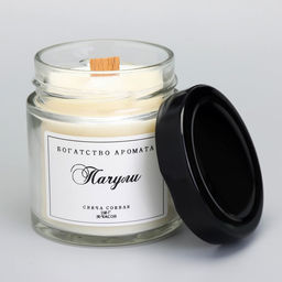 Ароматическая свеча в банке, 150 г, из соевого воска, деревянный фитиль, пачули