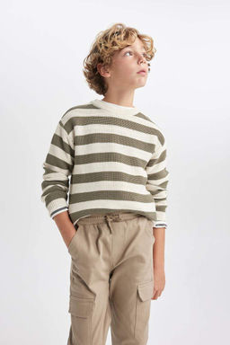 Трикотажный свитер с круглым вырезом для мальчика - Defacto фото 7