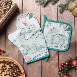 Набор кух. Доляна Сказочный дракон: варежка 20х28 см, прихватка 17х17 см, 35% хл, 65% пэ