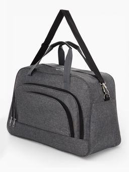 Сумка дорожная, 2 кармана, длинный ремень, 53×23×34 см, серая