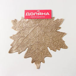 Набор салфеток сервировочных на стол Доляна Кленовый лист, 4 шт, d=38 см, цвет золотой  фото 2