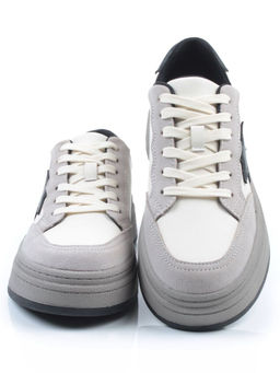 03-YE475-2 BEIGE/GREY Кроссовки женские (натуральная кожа)