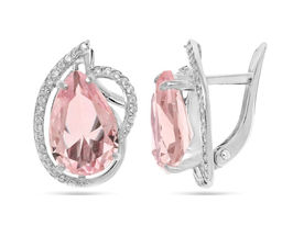 Серьги из серебра морганит выращ., СПН4106