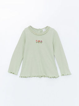 Bisiklet Yaka Bask?l? K?z ?ocuk Ti??rt