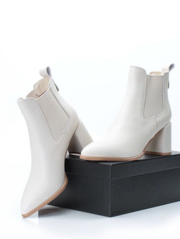 01-PCT169-2 BEIGE Ботинки Челси демисезонные женские (натуральная кожа, байка)
