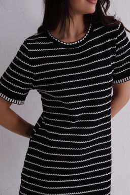 Платье вязаное чёрное в полоску - Martichelli фото 4