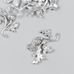 Декор для творчества металл "Чертополох" набор 5 шт серебро 2,6х4,6 см