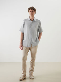 Regular Fit K?sa Kollu Erkek Dokulu G?mlek