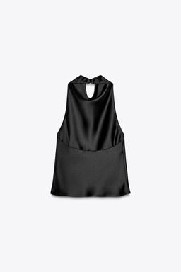 TOP HALTER SATINADO / Negro - Zara фото 8