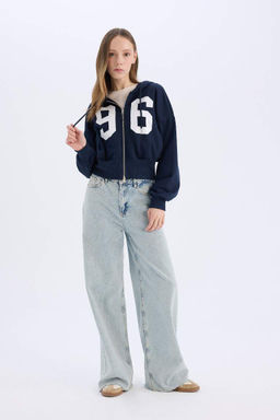 Coool Oversize Genis Kal?p Kapusonlu Bask?l? Kal?n H?rka - Defacto фото 3