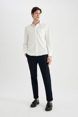 Twill Pantolon Tapered Fit Cepli Basic Duz Duble Paca