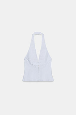 TOP HALTER BOTONES / Azul / Blanco - Zara фото 4