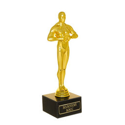 Кубок наградная фигура Золотой босс, оскар, пластик, подставка камень, 18 см