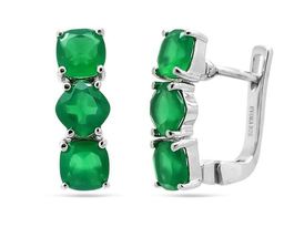 Серьги из серебра зеленый агат, Наоми