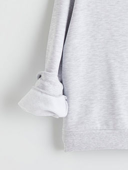 Bisiklet Yaka New York Bask?l? K?z ?ocuk Kal?n Sweatshirt