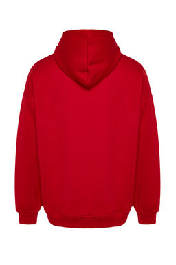 TRENDYOL MAN Gri Oversize/Genis Kesim Kapusonlu Hayvan Nak?sl? Ici Polarl? Sweatshirt TMNAW24SW00097 - Trendyolmilla фото 14
