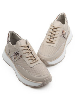 03-C129-2 BEIGE Кроссовки женские (натуральная кожа)