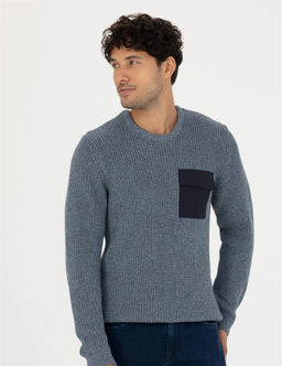 Lacivert Slim Fit Bisiklet Yaka Triko Kazak - Pierre cardin фото 3
