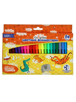 Фломастеры 24 цвета, вентилируемый колпачок, в картонной коробке