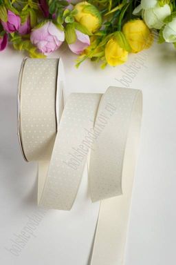 Лента репсовая 2,5 см*20 ярд Мелкий горох (SF-179) айвори №08