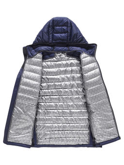 Куртка мужская гибридная стёганая с капюшоном с графеновой подкладкой темно-синего цвета 9621_1TS