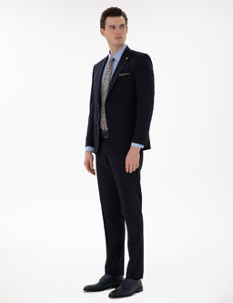 Lacivert Ex. Slim Fit _izgili Y_nl_ Tak_m Elbise