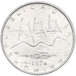 Монета 2 лиры 1976 года Сан-Марино