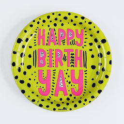 Цена за 10 шт. Тарелка бумажная Happy Birthday, яркая, 18 см - Страна карнавалия фото 2