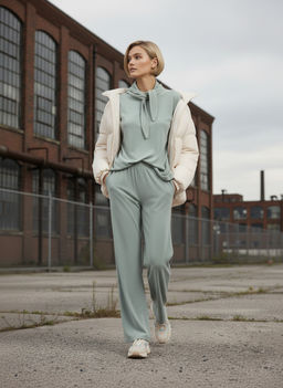 Костюм из велюра со съемным капюшоном и резинкой в комплекте OD-1009-2 зеленый