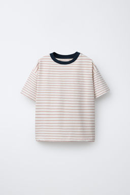 STRIPED T-SHIRT WITH CONTRAST NECKLINE