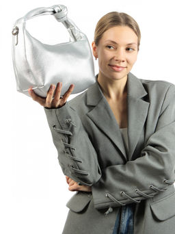 LACCOMA сумка Офелия-Y2005-серебристый эко кожа хлопок фото 2