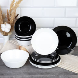 Столовый набор 19 предметов Черно-белый ЕВРО / NN19-0T-BW /уп 2/4/ малая тарелка - Галеонтрейд фото 2