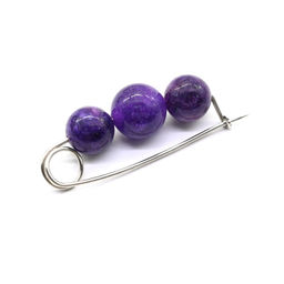 Брошь-булавка оберег от сглаза с чароитом имитация 33*10 мм. Радуга камня