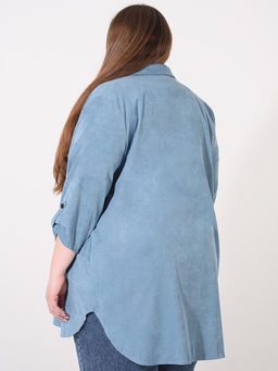 Рубашка из микровельвета больших размеров женская - Almond фото 4