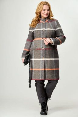 Пальто БелЭльСтиль 841 клетка серая  фото 46