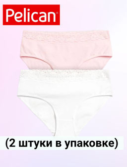 PELICAN, трусы для девочек, Белый/розовый