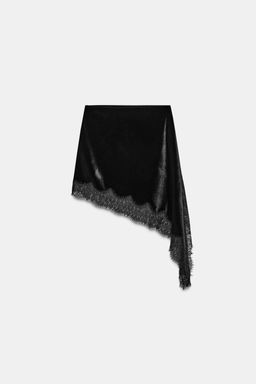 ZW COLLECTION ASYMMETRIC VELVET LACE SKIRT - Zara фото 5