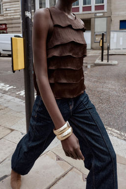 SATIN TOP WITH RUFFLES - Zara фото 5