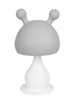 Прорезыватель для зубов с погремушкой 4 в 1 «Зайка», силикон, серый